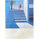 Pierre Coulon, Silences, poster in blue and turquoise frame, c.1983 (77cm x 57cm)