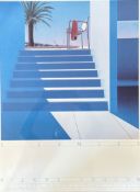Pierre Coulon, Silences, poster in blue and turquoise frame, c.1983 (77cm x 57cm)