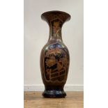 A Japanese lacquered porcelain floor standing vase, mid to late 19th century, decorated with