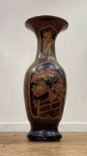 A Japanese lacquered porcelain floor standing vase, mid to late 19th century, decorated with