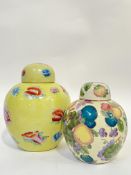 Two modern Chinese porcelain ginger jars, a yellow jar with painted decoration of floral sprays (