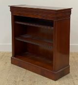 A Georgian style mahogany open bookcase, fitted with two adjustable shelves H91cm, W91cm, D35cm