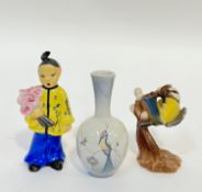 A mixed group of miniature ceramics comprising a Herend figurine of a child with a bouquet of