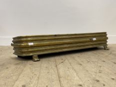 A 19th century brass fire fender with paw supports H23cm, L120cm