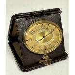 A Reed & Sons of Newcastle on Tyne travelling alarm, complete with fitted case (a/f) (closed: 10cm x