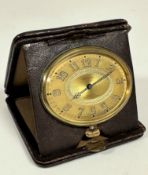 A Reed & Sons of Newcastle on Tyne travelling alarm, complete with fitted case (a/f) (closed: 10cm x