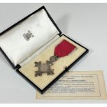 A George V MBE complete with original fitted case, stamped MBE with inner card,