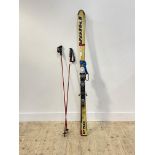 A pair of vintage German voilkl p50 skis (L167cm) together with a pair of poles
