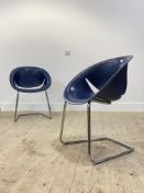 Marco Maran for Maxdesign, a vintage pair of So happy side chairs, each with blue moulded shell