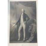 After Gainsborough, stipple engraving, William Pitt standing with A Bill in hand, in glazed ebonised