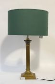 An Edwardian brass Corinthian column table light, with well cast acanthus capitol over fluted and