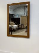 A rectangular mid-century Teak framed wall mirror (h- 112cm, w- 81cm)
