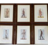 Golfing interest: a set of six reproduction Spy Golfing prints depicting famous golfters,