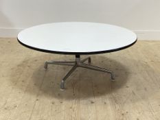 Charles and Ray Eames for Herman Miller, A coffee table, the circular white laminate top over a four