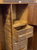 An Art Deco period book matched walnut veneered compactum robe, fitted with a millinary cupboard