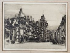 Gerard M Brown (British: 1862-?), The Law Courts, London, drypoint, signed in pencil bottom right in