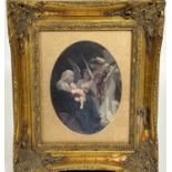 A reproduction print, Mary and Infant Jesus with Angels, in gilt composition frame (20cm x 15cm)