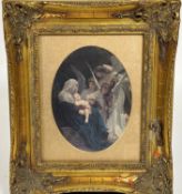 A reproduction print, Mary and Infant Jesus with Angels, in gilt composition frame (20cm x 15cm)