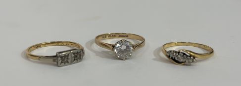 An 18ct gold and platinum set 1920s style two stone ring mounted in illusion platinum setting, badly
