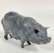 A grey pottery model of a Standing Sow (12cm x 23cm x 6cm)