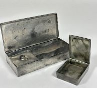 A late 19thc pewter hinged rectangular snuff box with engraved inscription Netherton House verso (