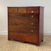 A late 19th century mahogany chest, fitted with three short and four long graduated drawers,