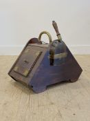 A Victorian mahogany coal box with brass handle and coal scoop to side (H40cm, W35cm, D58cm)