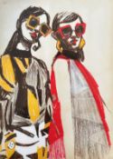 Lucy Maitland, '60s Girls in Sunglasses, print, signed with initials bottom right, paper label