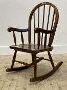 A stained beech childs Windsor style rocking chair, H72cm