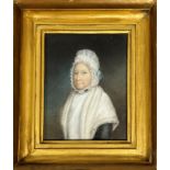 Unknown artist, Portrait of a Lady with Lace Cap, pastel, in gilt glazed frame (23cm x 18cm)