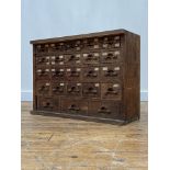 A scratch built machinists or collectors table top chest of drawers, early to mid 20th century,