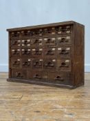 A scratch built machinists or collectors table top chest of drawers, early to mid 20th century,