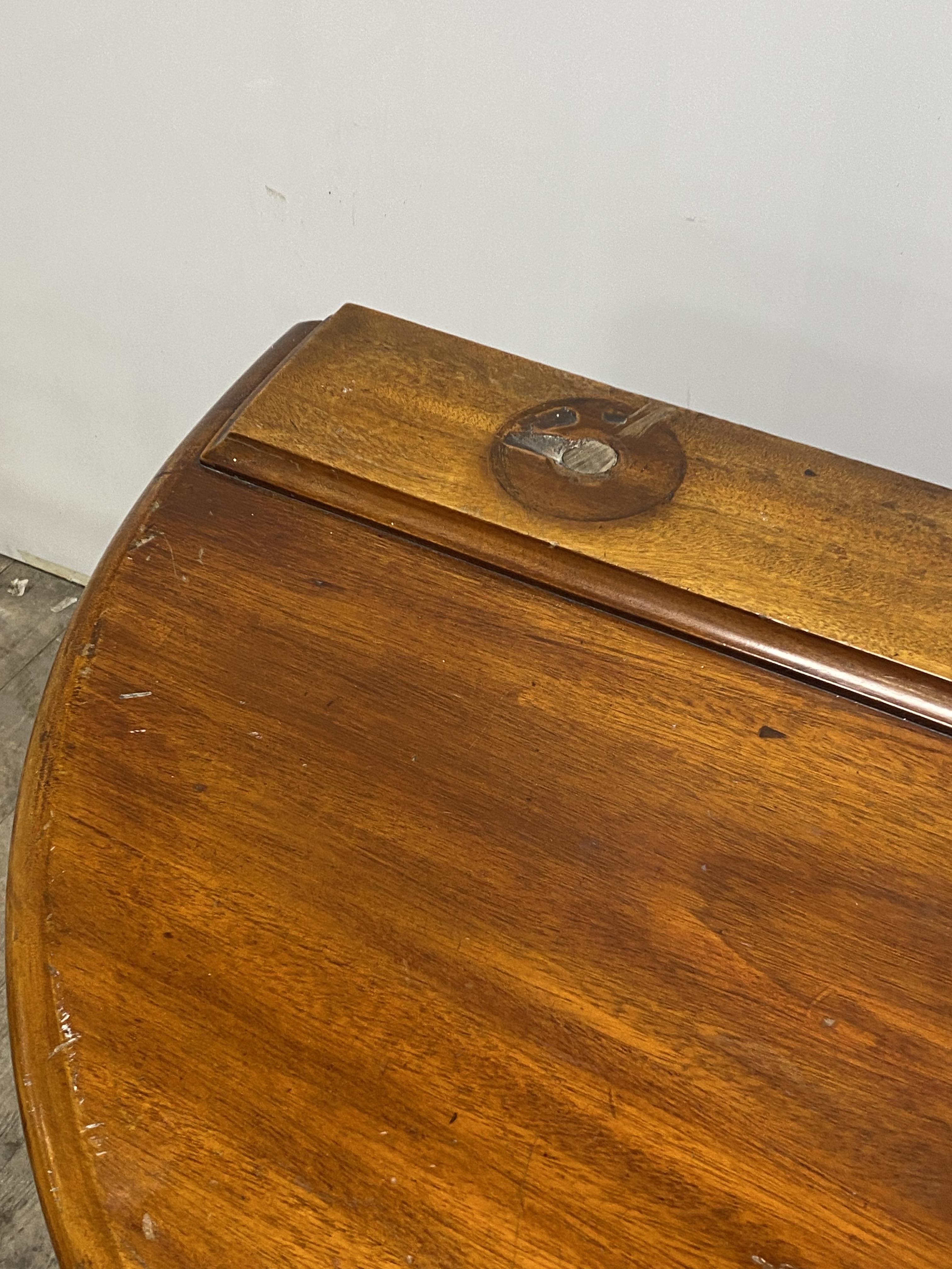 A Victorian mahogany demi lune side table (converted from a washstand) with fluted turned - Image 2 of 2