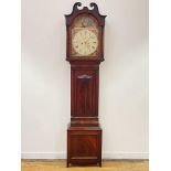 A mid 19th century Scottish mahogany longcase clock, the case with swan neck pediment over arch