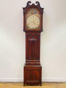 A mid 19th century Scottish mahogany longcase clock, the case with swan neck pediment over arch