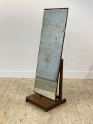 A mid century teak framed cherval mirror H138cm, W45cm, D44cm
