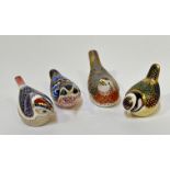 A group of Royal Crown Derby bone China paperweights comprising a Garden Nuthatch (l-11cm), a Blue