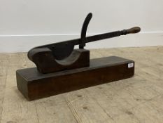 A 19th century iron and fruit wood guillotine L58cm