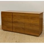 A contemporary walnut veneered hanging filling cabinet, fitted with six drawers (soft close