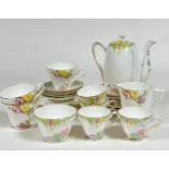 A Taylor Kent part tea service with lily pads and foliage decoration with gilt edging comprising a