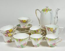 A Taylor Kent part tea service with lily pads and foliage decoration with gilt edging comprising a