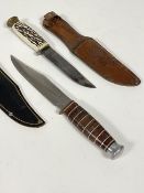 A mid 20th century German Bowie knife, 4" blade stamped Solingen Made in Germany, the handle with