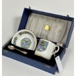 A Hammersley Queen Elizabeth II coronation souvenir mug, bowl and spoon, complete with original