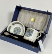 A Hammersley Queen Elizabeth II coronation souvenir mug, bowl and spoon, complete with original