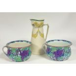 A pair of Copeland Spode chamber pots decorated with purple grapes and vine leafs ( h- 14cm w- 23.