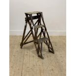 A set of early 20th century pine two rung step ladders, H79cm