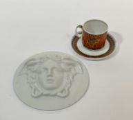 A Rosenthal porcelain Versace Le Voyage de Marco Polo teacup and saucer ( teacup h- 6.5cm saucer