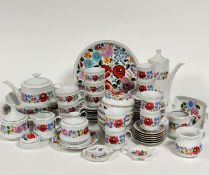 A sixty one piece Hungarian Kolocsa tea, coffee and serving set, including six tea cups, six