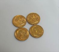Coins: four Edward VII gold sovereigns, 2x 1903, 1904 and 1906