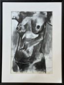 Mimi Doublet, Nude, charcoal and ink on paper, in ebonised frame, signed bottom right in pencil
